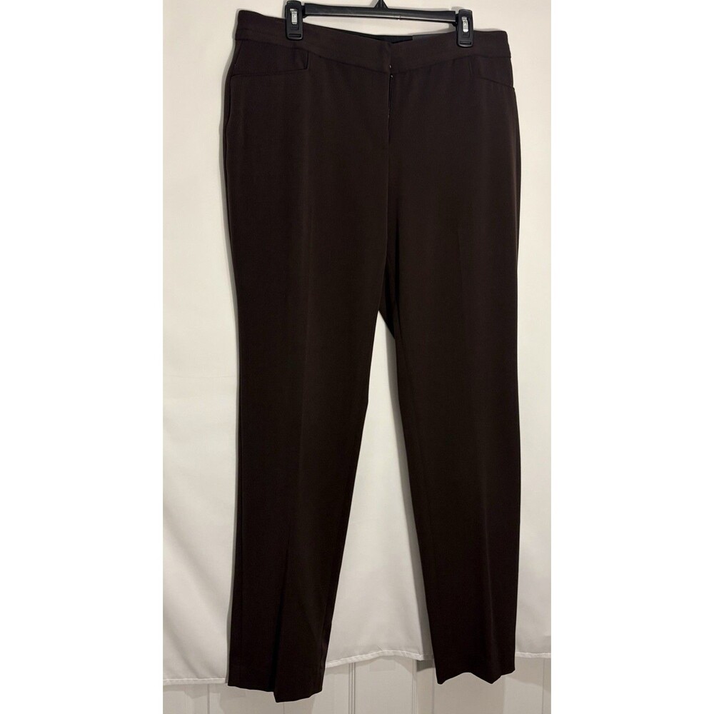 Rafaella Women’s Pants Dark Brown Size 14 Curvy Straight Leg New